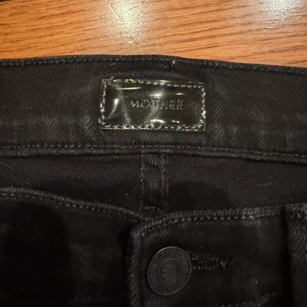 MOTHER The Looker Step Fray Black Skinny Jeans Size 28 High Rise Raw Hem